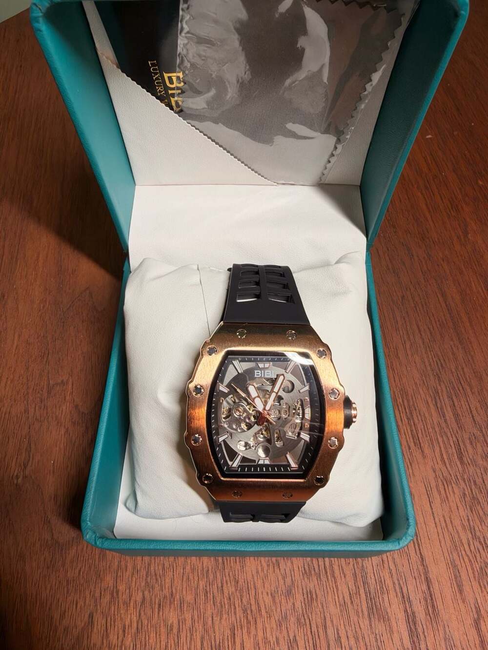 BiBi Automatic Skeleton Watch Rose Gold and Black